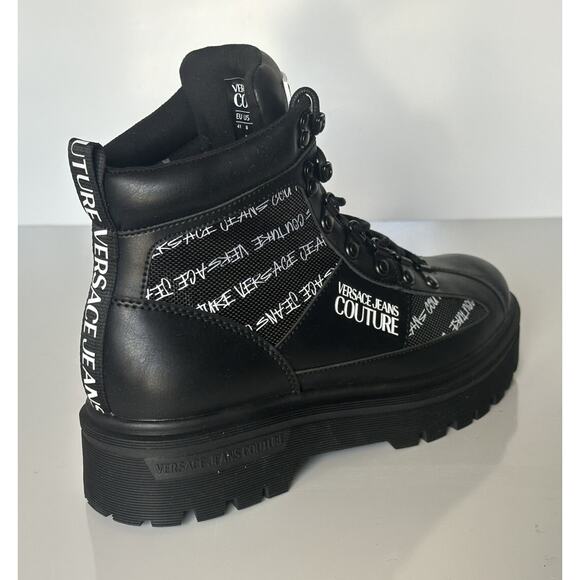 Versace Jeans Couture Leather Black Combat Boots 8 US (41) E75YA3S46 NIB - Picture 10 of 16